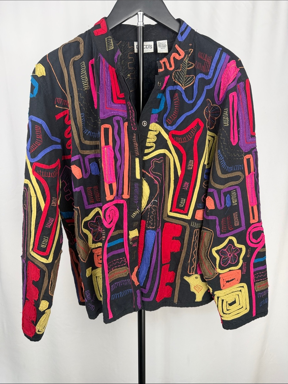 Chico’s Art to Wear Appliqué Embroidered Jacket Size 2 US 12